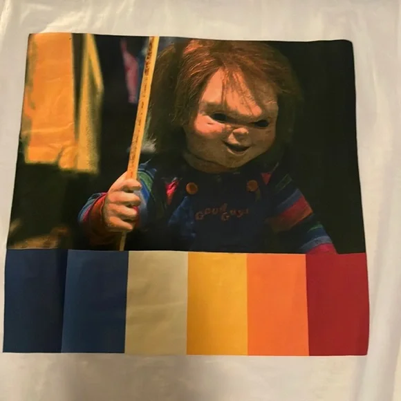 NWT OFFICIALLY LICENSED Chucky VHS Retro Child’s Play Graphic Tee T-Shirt Top - Picture 2 of 4